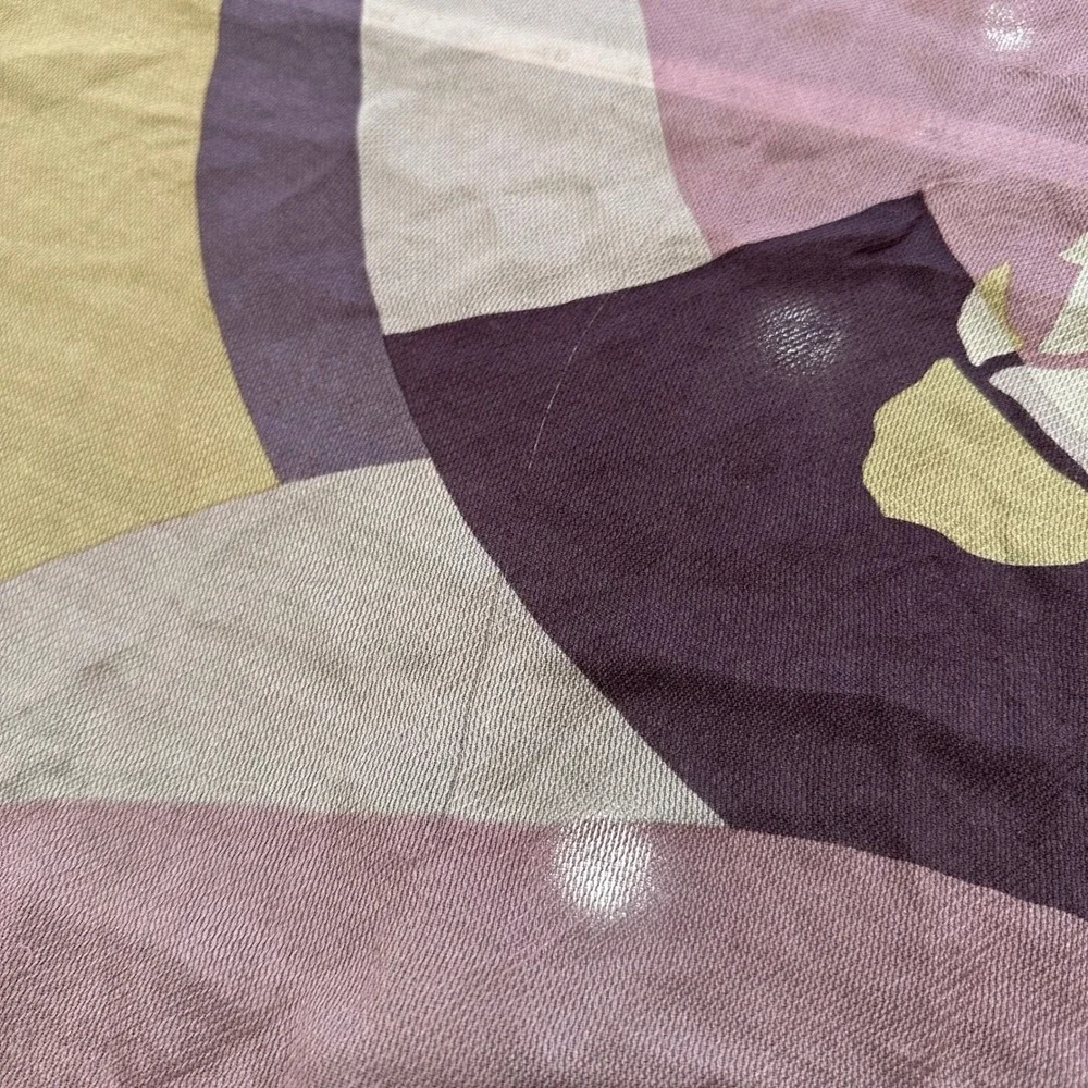 BYTU Milano Silk Scarf Geometric Floral Purple‎ Pink Whimsigoth Fairygrunge
